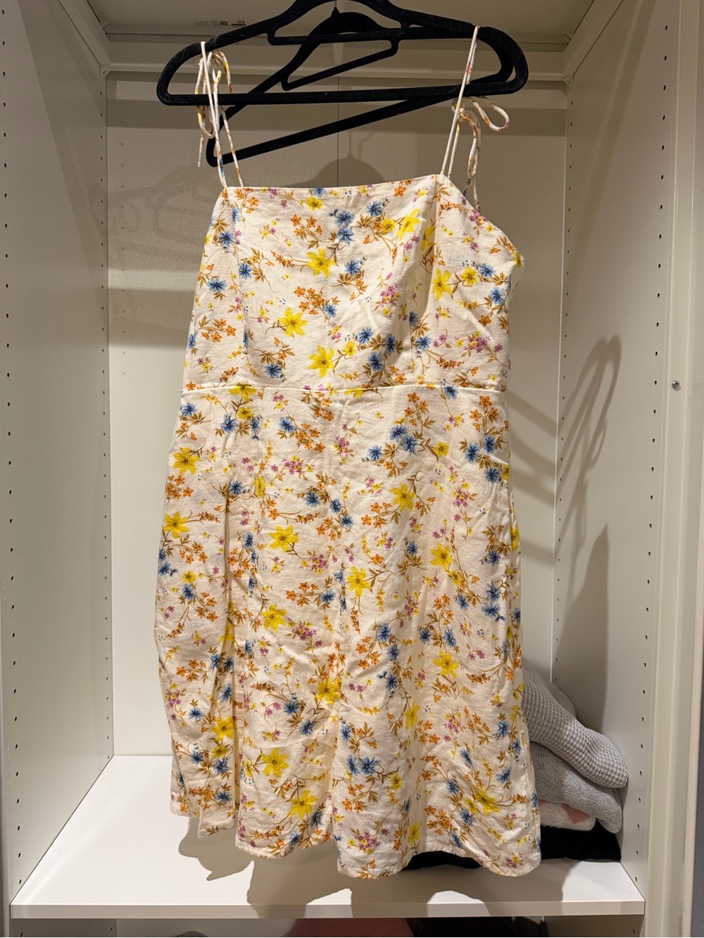 NWOT Old Navy Fit & Flare Tie-Strap Linen-Blend Floral Mini Dress